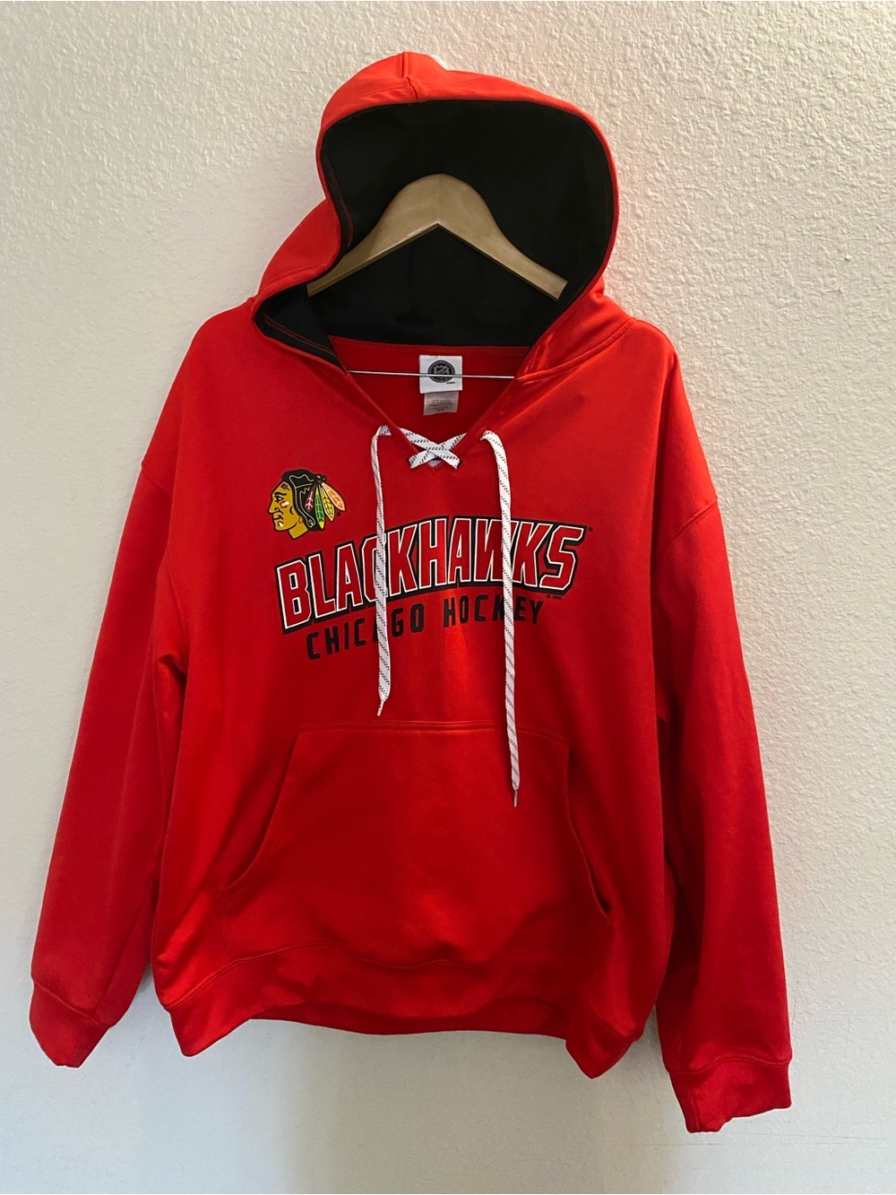 Chicago Blackhawks Red Pullover Hoodie Long Sleeve XL 25” armpit